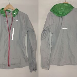Nike Vapor‎ Mesh Full Zip Running Jacket Gray Green Silver Reflective Size Small